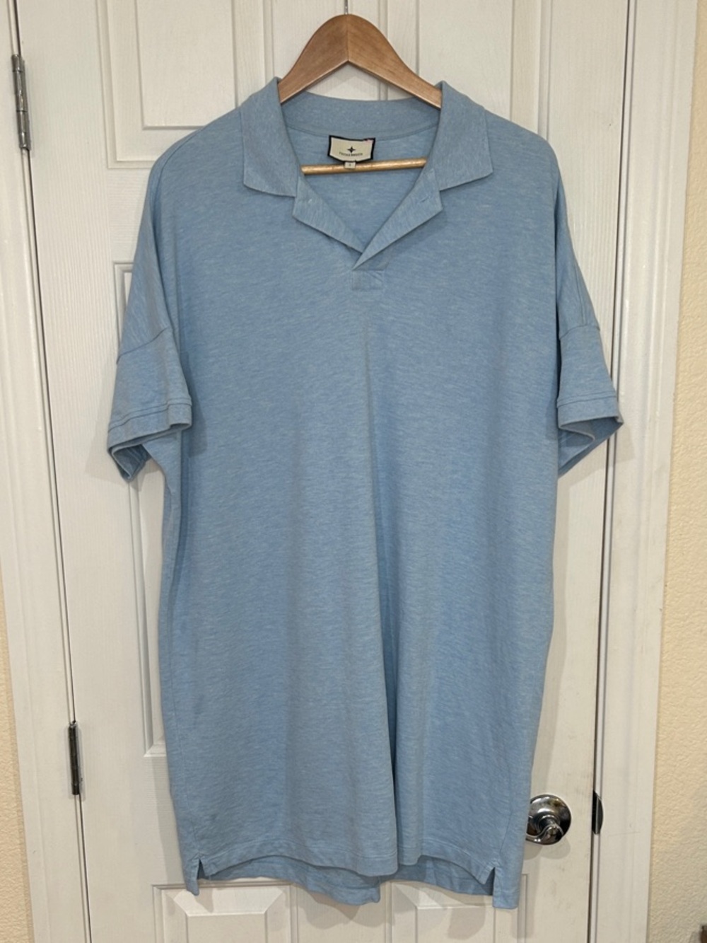 Tuckernuck Light Blue Heathered Cotton Polo Shirt / Dress Size Large